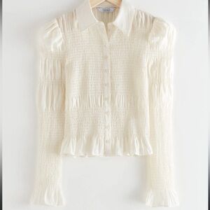 & Other Stories Cream Smocked Blouse